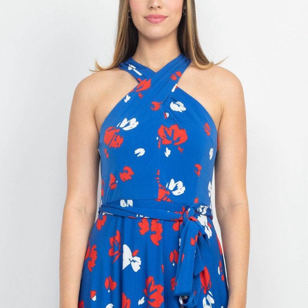 New with tags red white and blue Tabari dress!! Size 16. Stretchy.